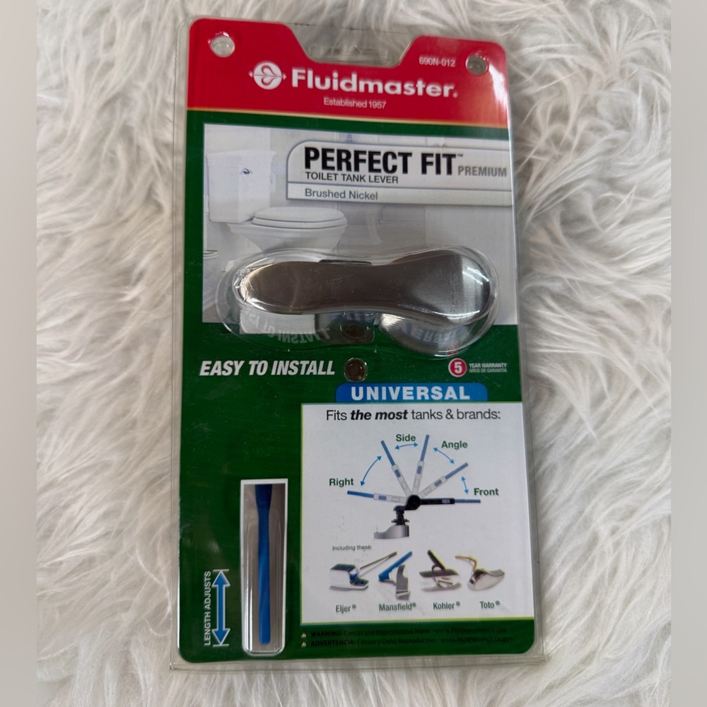 Fluidmaster Toilet Tank Lever Perfect Fit Premium in Brushed Nickel